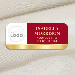 Custom Employee Logo Red Gold Magnetic or Pin  Name Tag