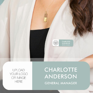 Custom Employee Logo Sage Green Magnetic or Pin Name Tag