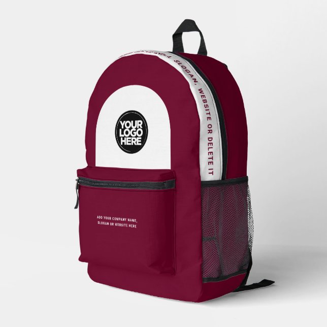 Custom Employee Logo, Text, Slogan, Website Printed Backpack (Back Corner Right)