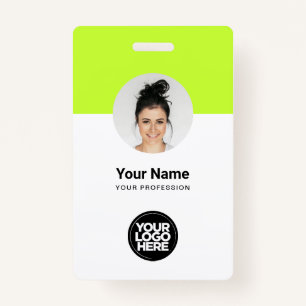 Custom Employee Modern ID Card Acid Green QR ID Badge