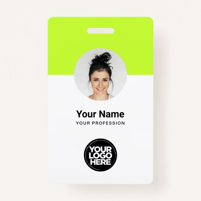 Custom Employee Modern ID Card Acid Green QR ID Badge (Front)