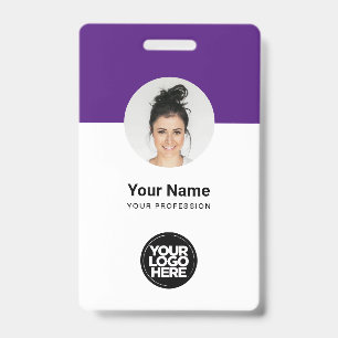 Custom Employee Modern ID Card Purple QR Badge