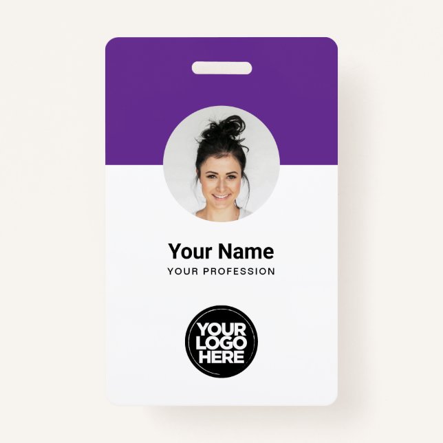 Custom Employee Modern ID Card Purple QR Badge ID Badge (Front)