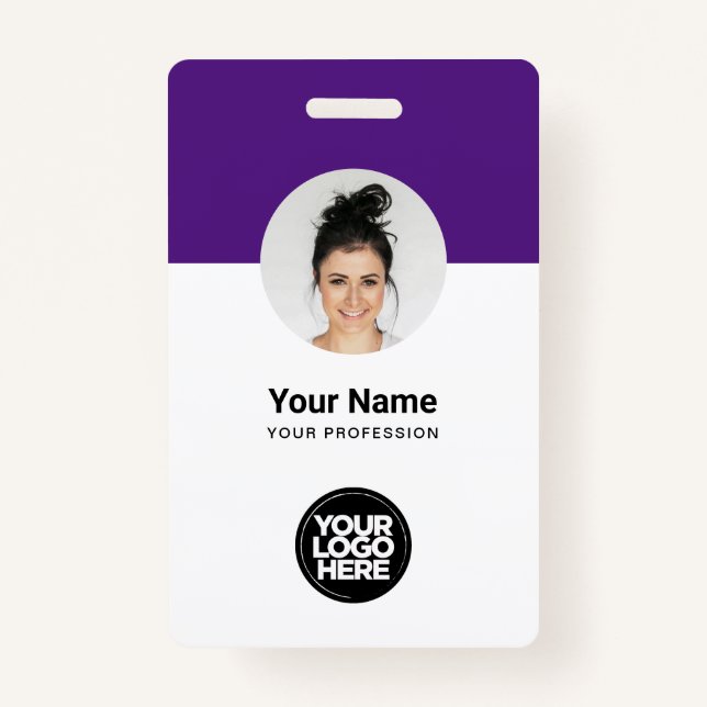 Custom Employee Modern ID Card Purple QR Badge ID Badge (Front)