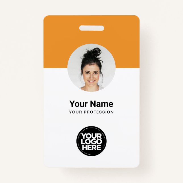 Custom Employee Modern ID Card Tangerine QR ID Badge (Front)