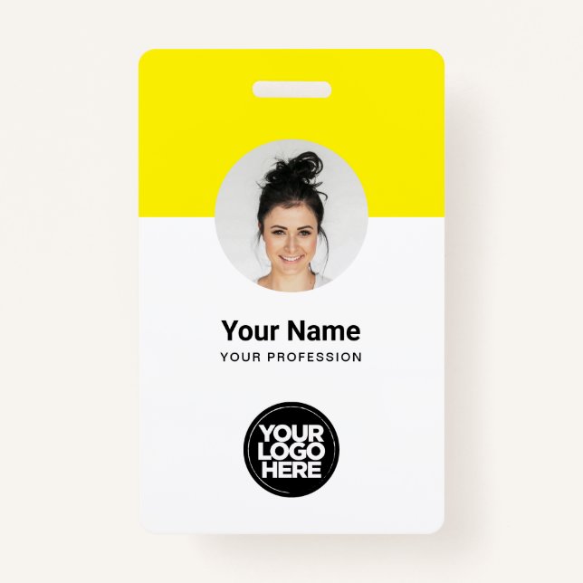 Custom Employee Modern ID Card Yellow QR Badge ID Badge (Front)