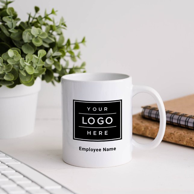 Custom Employee Name and Business Logo Branded Coffee Mug (Creator Uploaded)