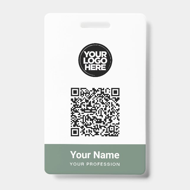 Custom Employee Name Business Logo Qr Code ID Badge (Front)