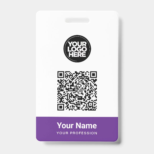 Custom Employee Name Business Logo Qr Code ID Badge (Front)