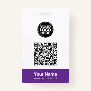 Custom Employee Name Business Logo Qr Code ID Badge