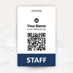 Custom Employee Name Business Logo Qr Code ID Badge
