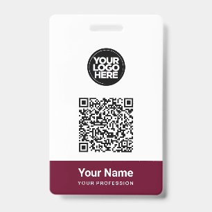 Custom Employee Name Business Logo Qr Code ID Badge