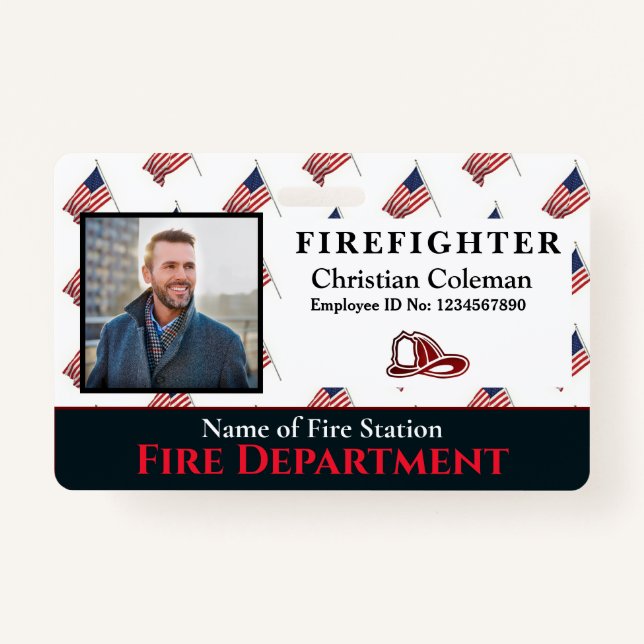 Custom Employee Name ID  Card Logo Bar Code Photo  ID Badge (Front)