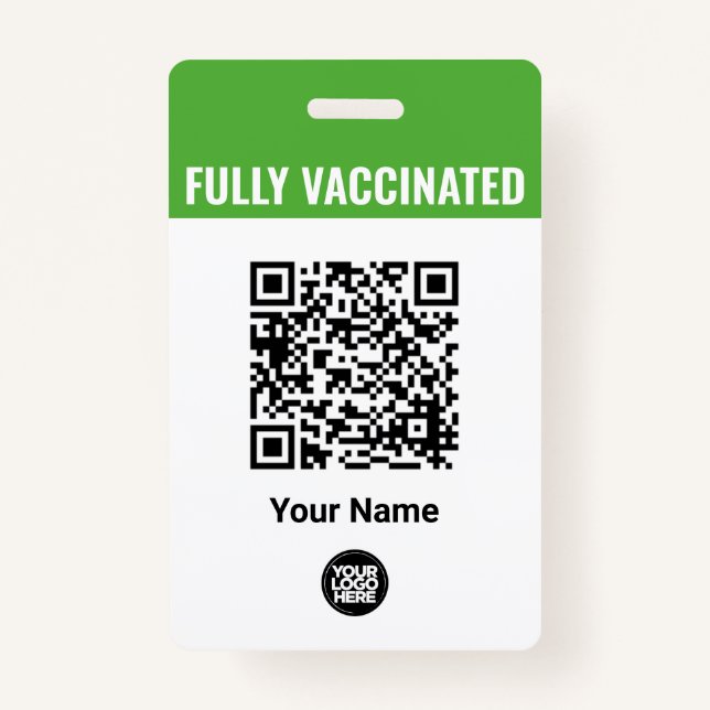 Custom Employee Name Logo Vaccination QrCode ID Badge (Front)