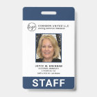 Custom Employee Navy Blue Logo Photo ID