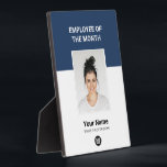Custom Employee of the Month Photo Awards Plaque<br><div class="desc">Custom Employee of the month Appreciation plaque featuring Photo,  business company Logo,  employee Name and title. Any colour,  any font,  no minimum.</div>