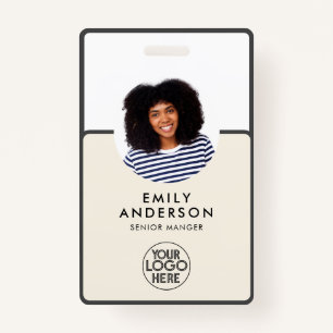 Custom Employee Pass Photo ID Logo Qr barcode ID Badge