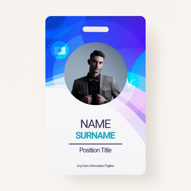 Custom Employee -Photo, Address, Email , Name ID Badge (Front)