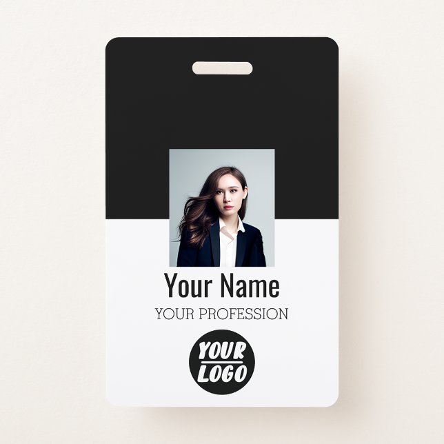 Custom Employee Photo, Bar Code, Logo, black Name  ID Badge (Custom Employee Photo, Bar Code, Logo, black Name Badge
)