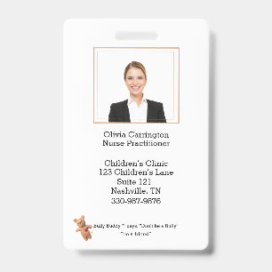 Custom Employee Photo Bar Code Logo Bully Buddy ID Badge