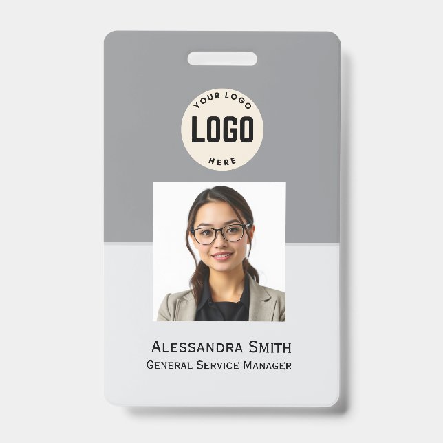 Custom Employee Photo, Bar Code, Logo, Name Badge ID Badge (Front)