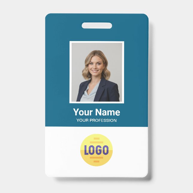 Custom Employee Photo, Bar Code, Logo, Name Badge ID Badge (Front)