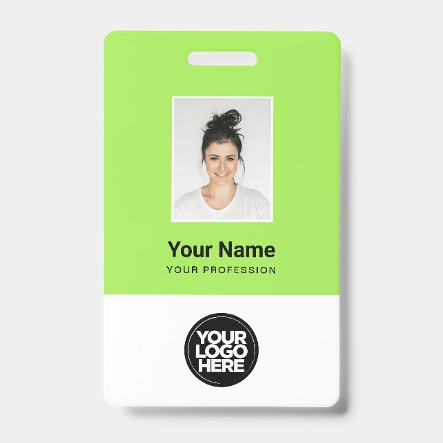 Custom Employee Photo, Bar Code, Logo, Name Badge ID Badge (Front)