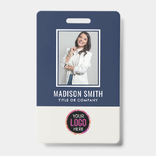 Custom Employee Photo, Bar Code, Logo, Name Badge ID Badge