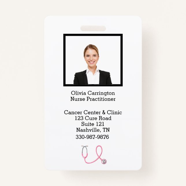 Custom Employee Photo Bar Code Logo Name Badge ID Badge (Front)