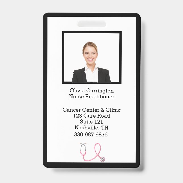 Custom Employee Photo Bar Code Logo Name Badge ID Badge (Front)