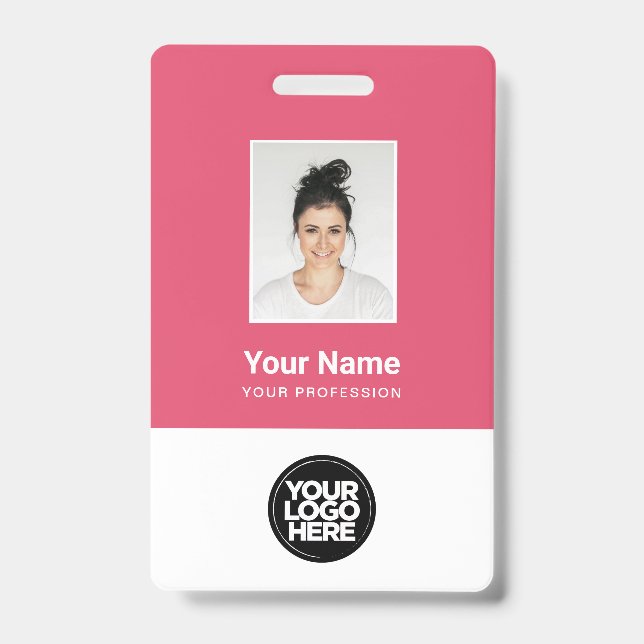 Custom Employee Photo, Bar Code, Logo, Name Badge ID Badge (Front)