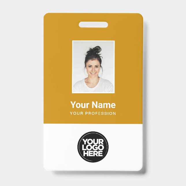 Custom Employee Photo, Bar Code, Logo, Name Badge ID Badge (Front)
