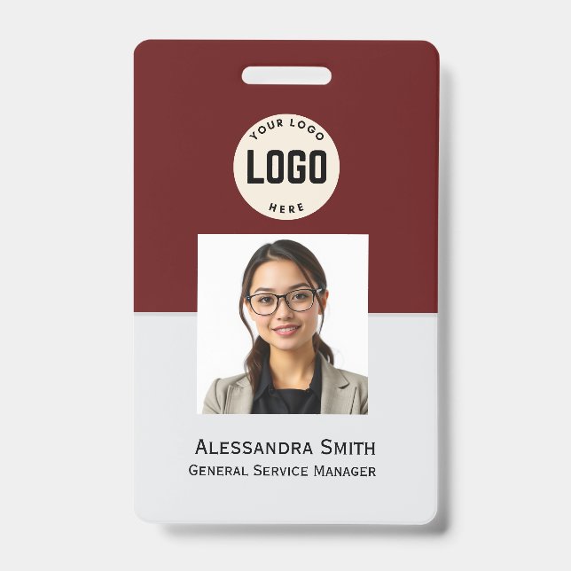 Custom Employee Photo, Bar Code, Logo, Name Badge ID Badge (Front)