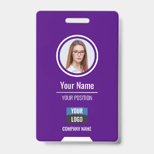 Custom Employee Photo, Bar Code, Logo, Name Badge ID Badge