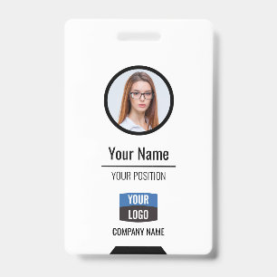 Custom Employee Photo, Bar Code, Logo, Name Badge ID Badge