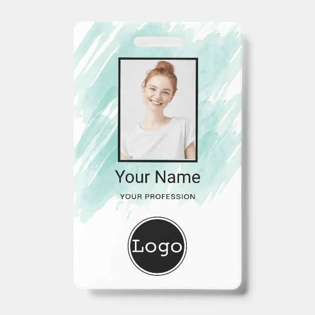 Custom Employee Photo, Bar Code, Logo, Name Badge ID Badge (Front)