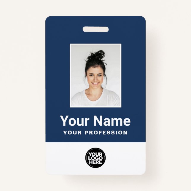 Custom Employee Photo, Bar Code, Logo, Name Badge ID Badge (Front)