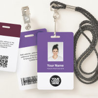 Custom Employee Photo, Bar Code, Logo, Name Badge