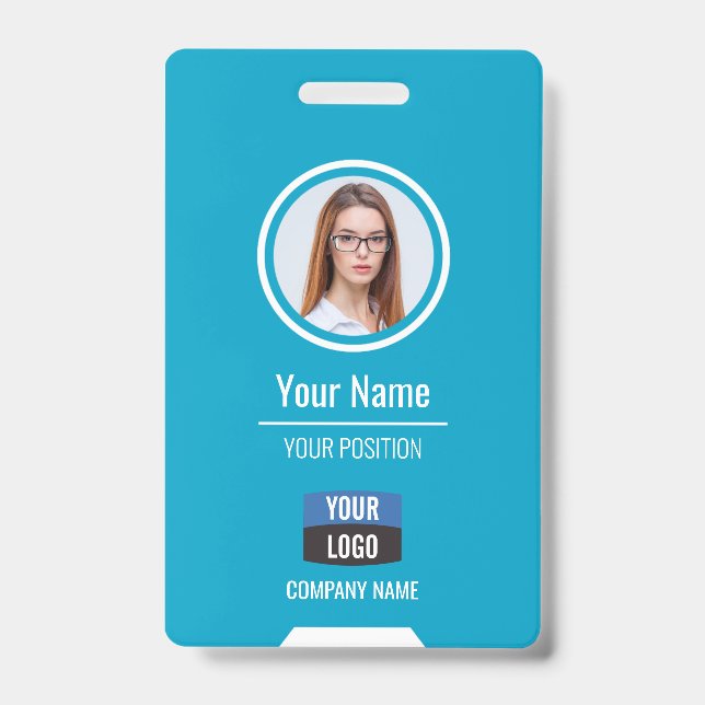 Custom Employee Photo, Bar Code, Logo, Name Badge ID Badge (Front)