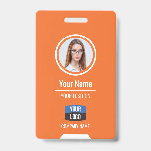 Custom Employee Photo, Bar Code, Logo, Name Badge ID Badge