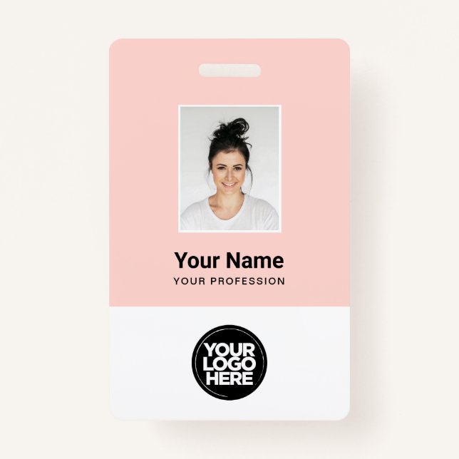 Custom Employee Photo, Bar Code, Logo, Name Badge ID Badge (Front)