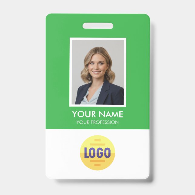 Custom Employee Photo, Bar Code, Logo, Name Badge ID Badge (Front)