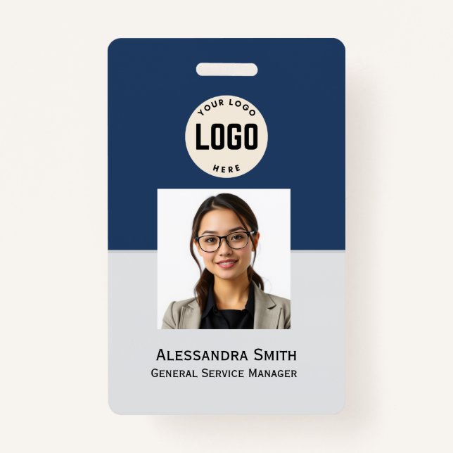 Custom Employee Photo, Bar Code, Logo, Name Badge ID Badge (Front)