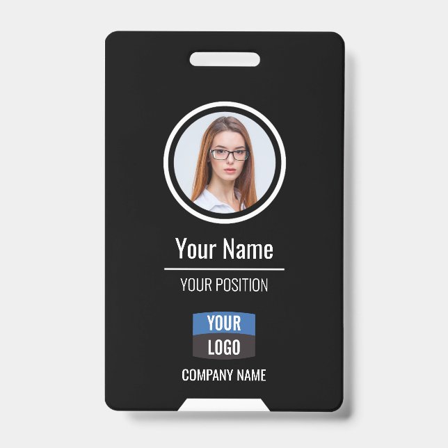 Custom Employee Photo, Bar Code, Logo, Name Badge ID Badge (Front)