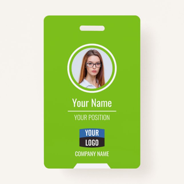 Custom Employee Photo, Bar Code, Logo, Name Badge ID Badge (Front)