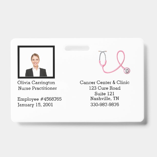Custom Employee Photo Bar Code Logo Name Badge ID Badge (Front)