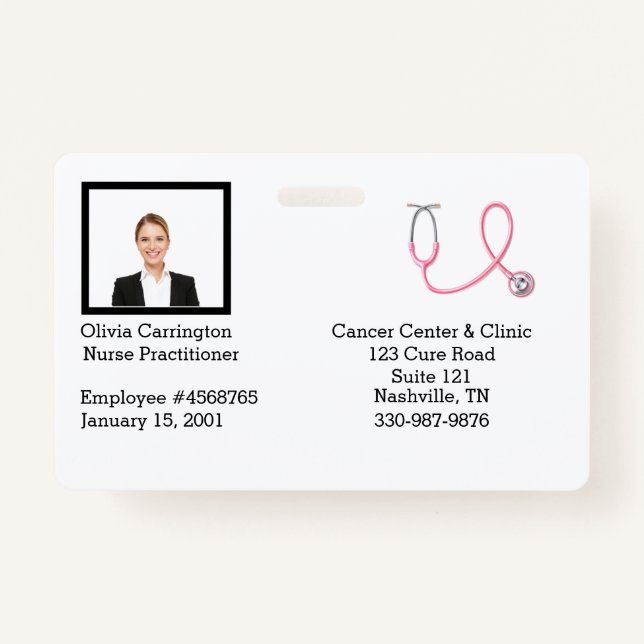 Custom Employee Photo Bar Code Logo Name Badge ID Badge (Front)