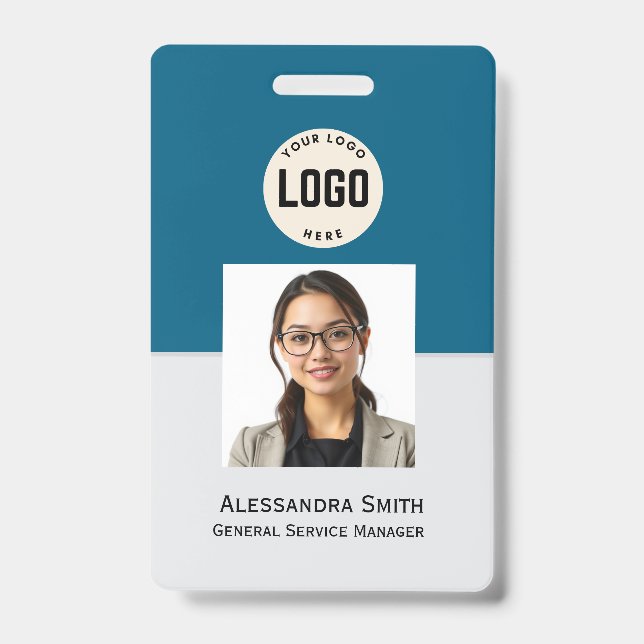 Custom Employee Photo, Bar Code, Logo, Name Badge ID Badge (Front)