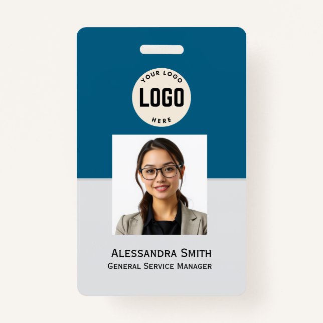 Custom Employee Photo, Bar Code, Logo, Name Badge ID Badge (Front)
