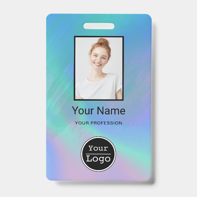 Custom Employee Photo, Bar Code, Logo, Name Badge ID Badge (Front)